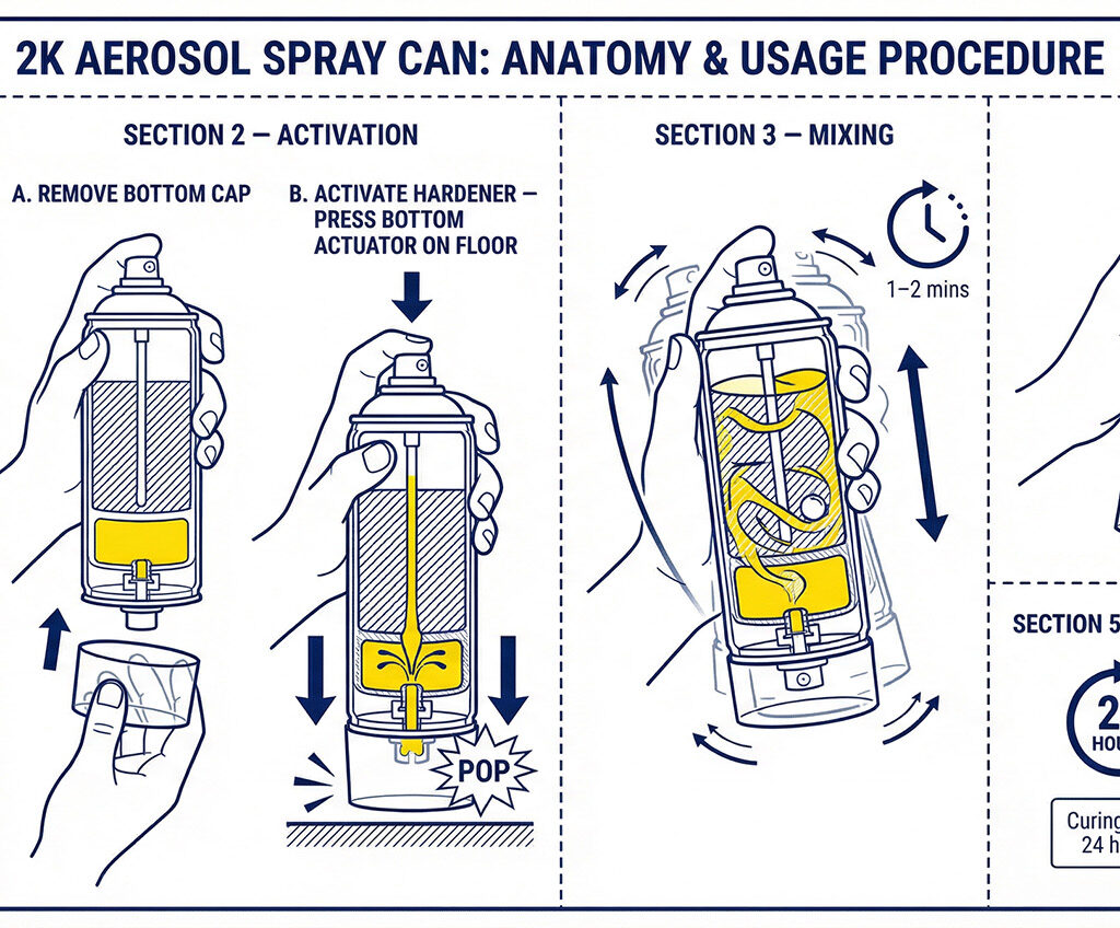 2K polyurethane spray paint application on industrial components
